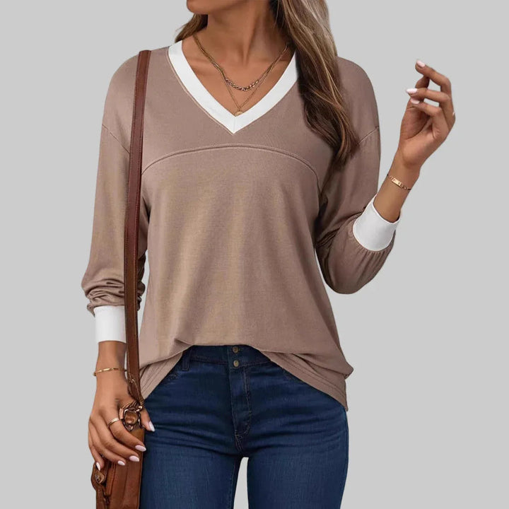 ANESHA™ - Casual Long Sleeve V-Neck Top