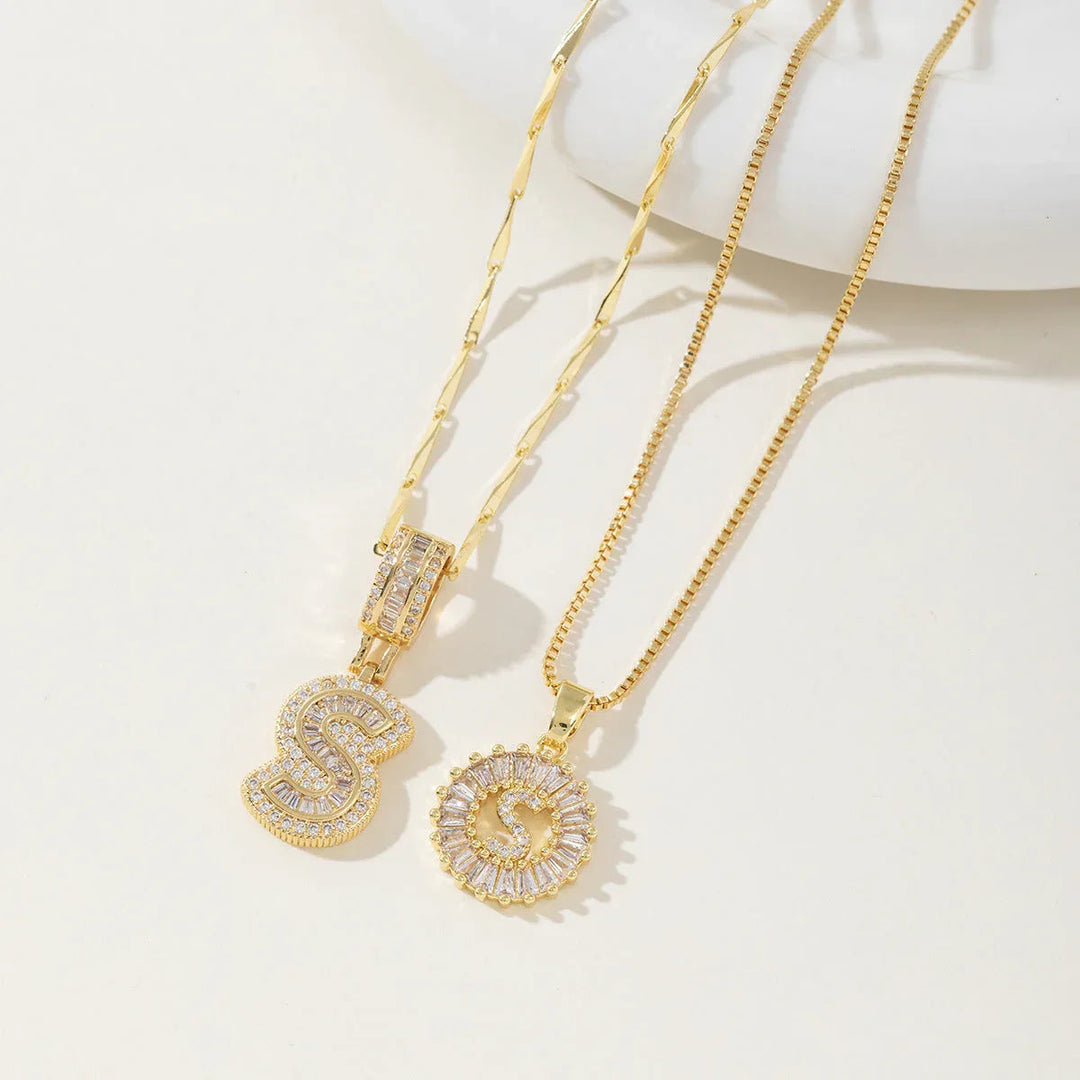 AISHA™ - Elegant 2-Pack Initial Letter Pendant Necklaces