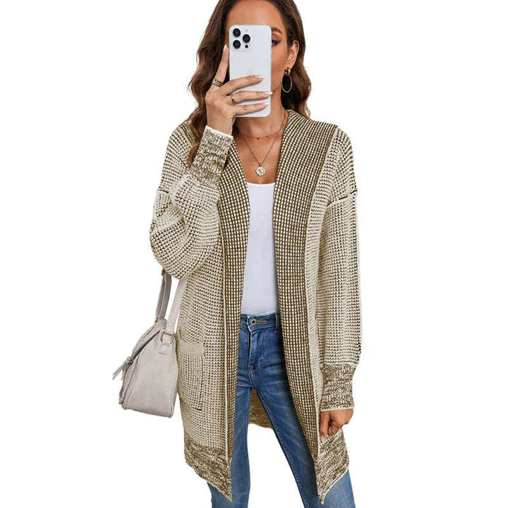 IRISH™ - Oversized Plaid Chunky Knit Open Front Cardigan
