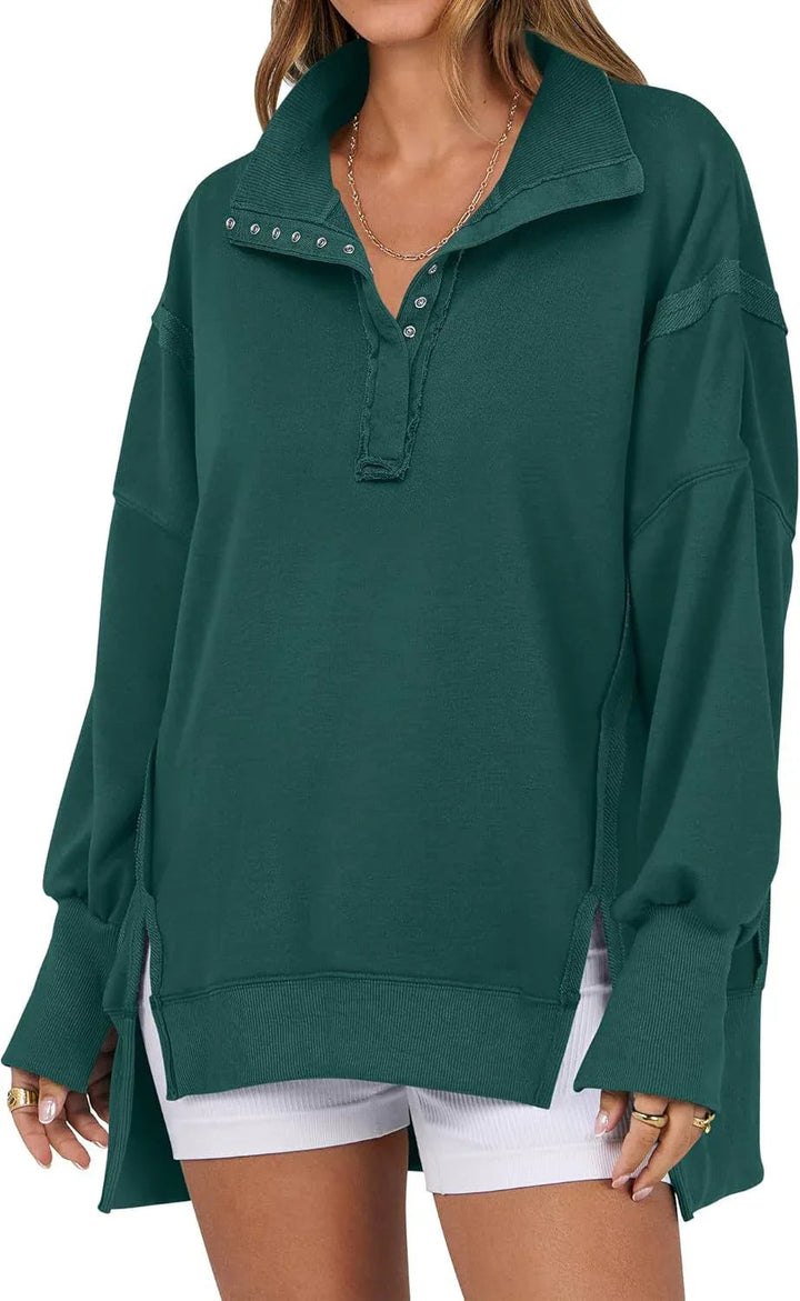 KAYLIE™ - Chic Oversized Button-Up Sweatshirt