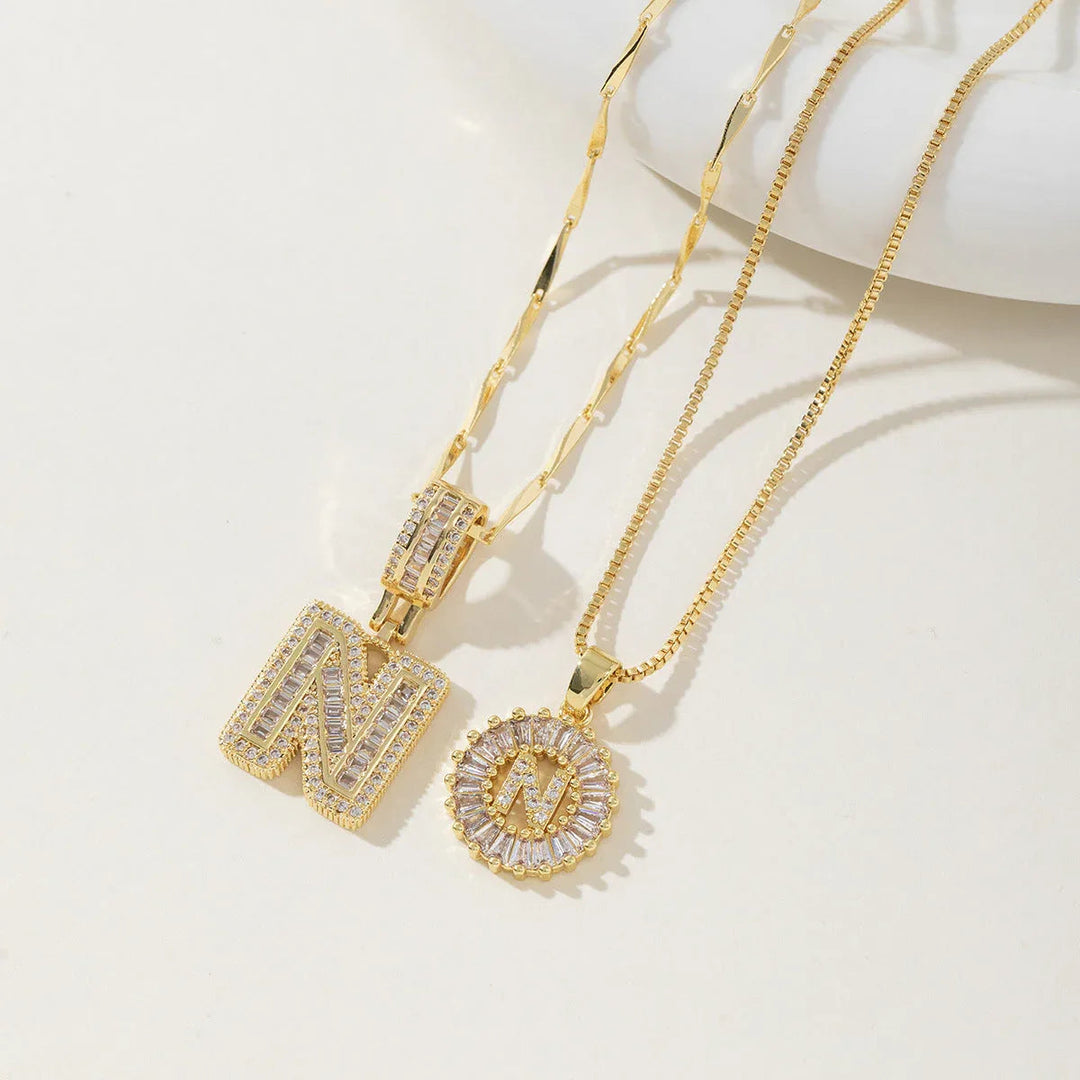 AISHA™ - Elegant 2-Pack Initial Letter Pendant Necklaces