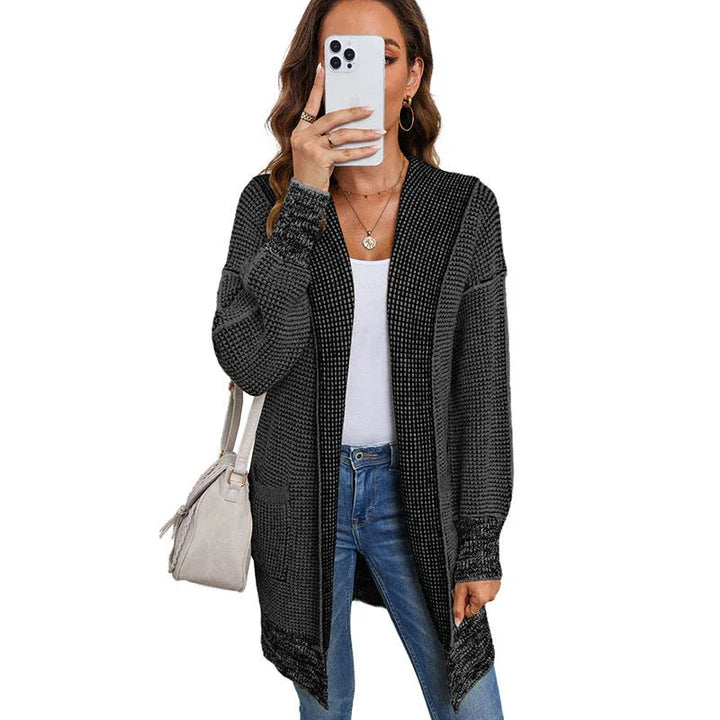 IRISH™ - Oversized Plaid Chunky Knit Open Front Cardigan