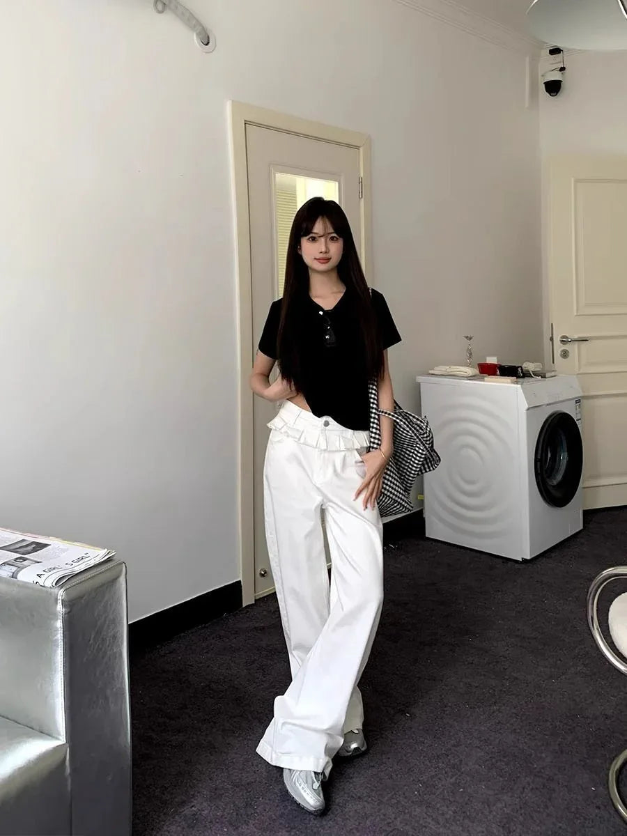 PAISLEY™ – Elegant Lace-Trimmed Wide-Leg Jeans