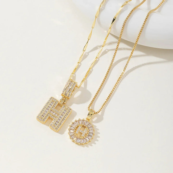 AISHA™ - Elegant 2-Pack Initial Letter Pendant Necklaces
