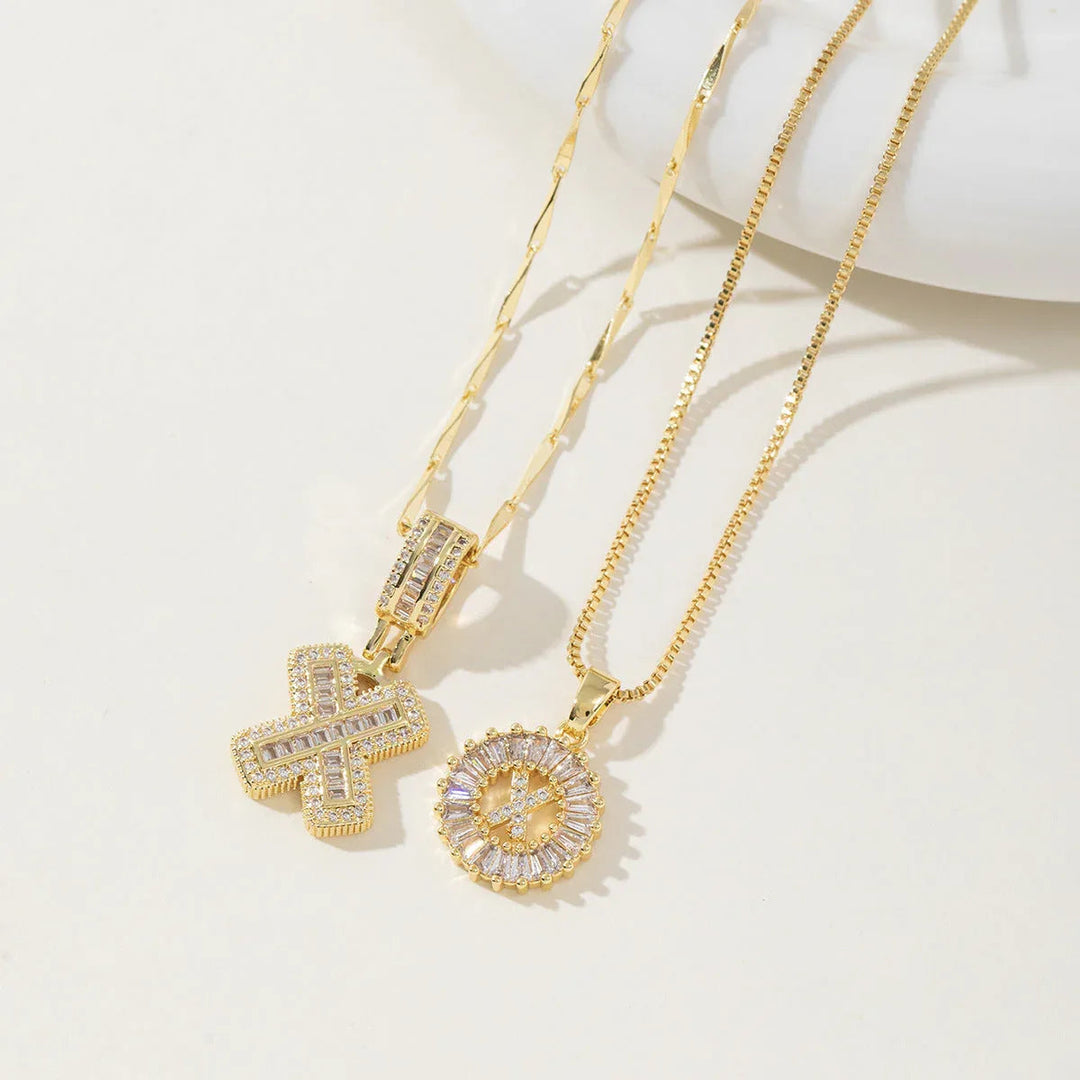 AISHA™ - Elegant 2-Pack Initial Letter Pendant Necklaces