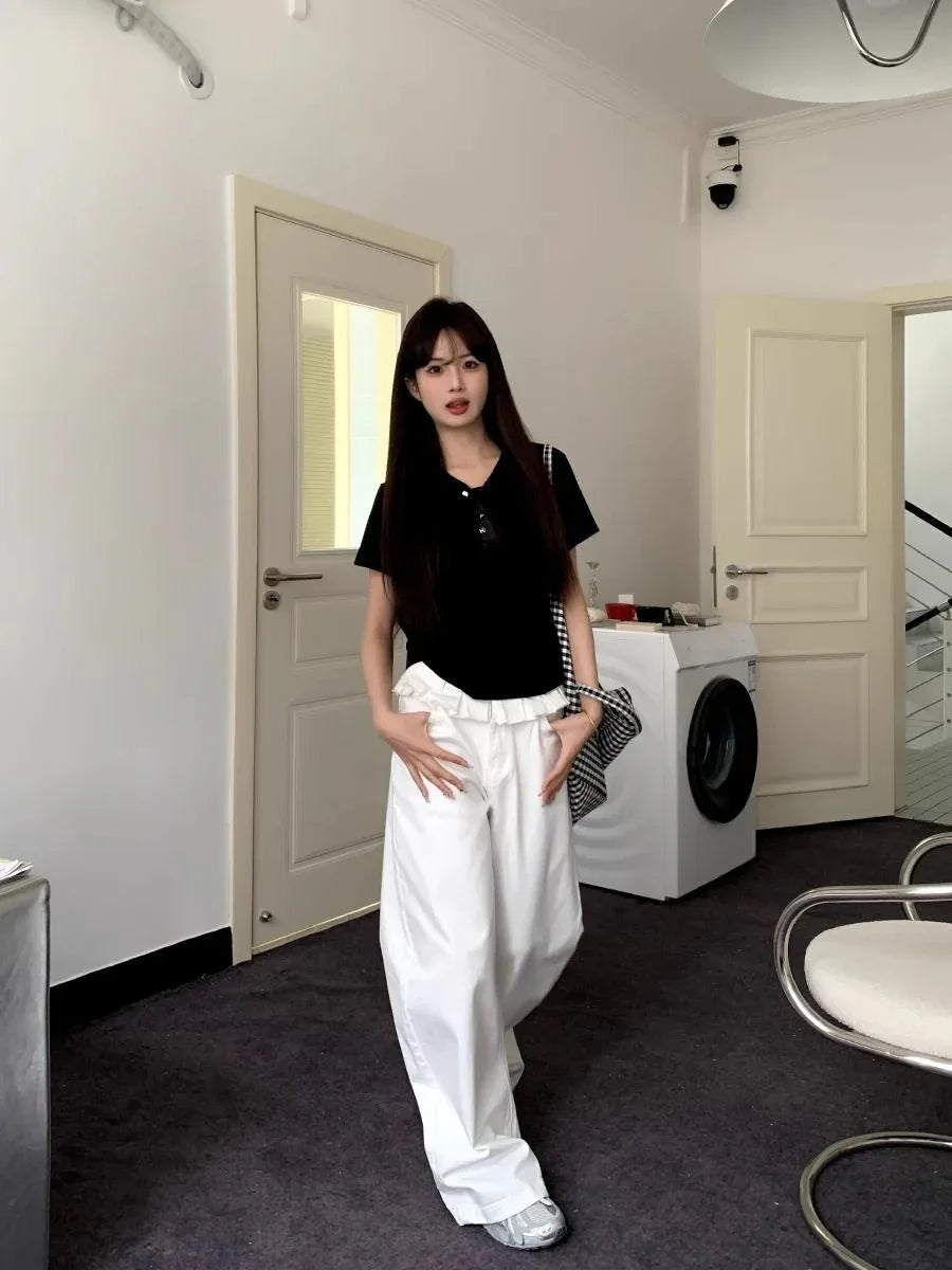 PAISLEY™ – Elegant Lace-Trimmed Wide-Leg Jeans