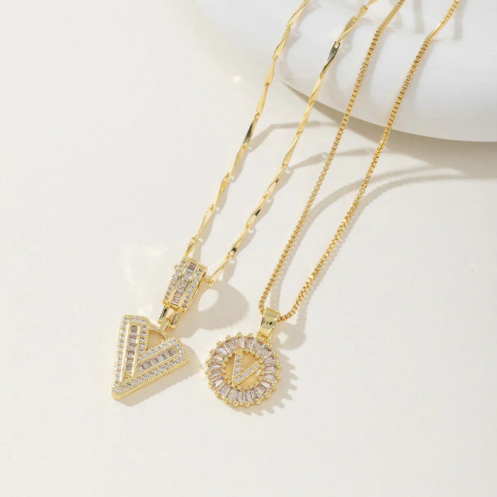 AISHA™ - Elegant 2-Pack Initial Letter Pendant Necklaces