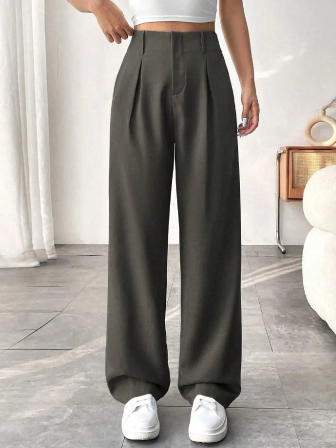 BELISIMA™ – Elegant Pleated Wide-Leg Office Trouser