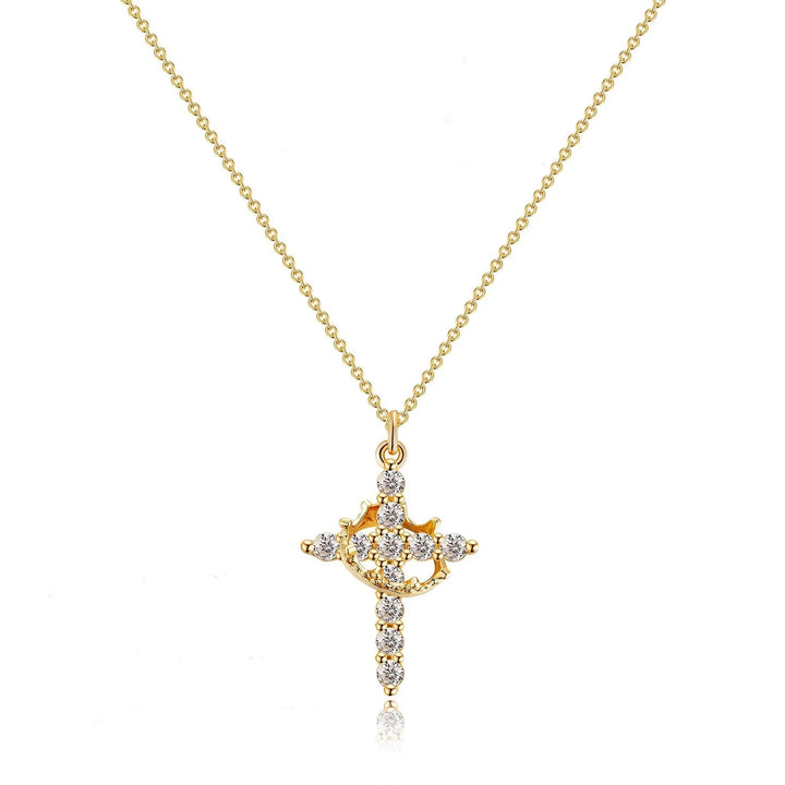 CLARISSE™ – Classic Cross & Crown Necklace