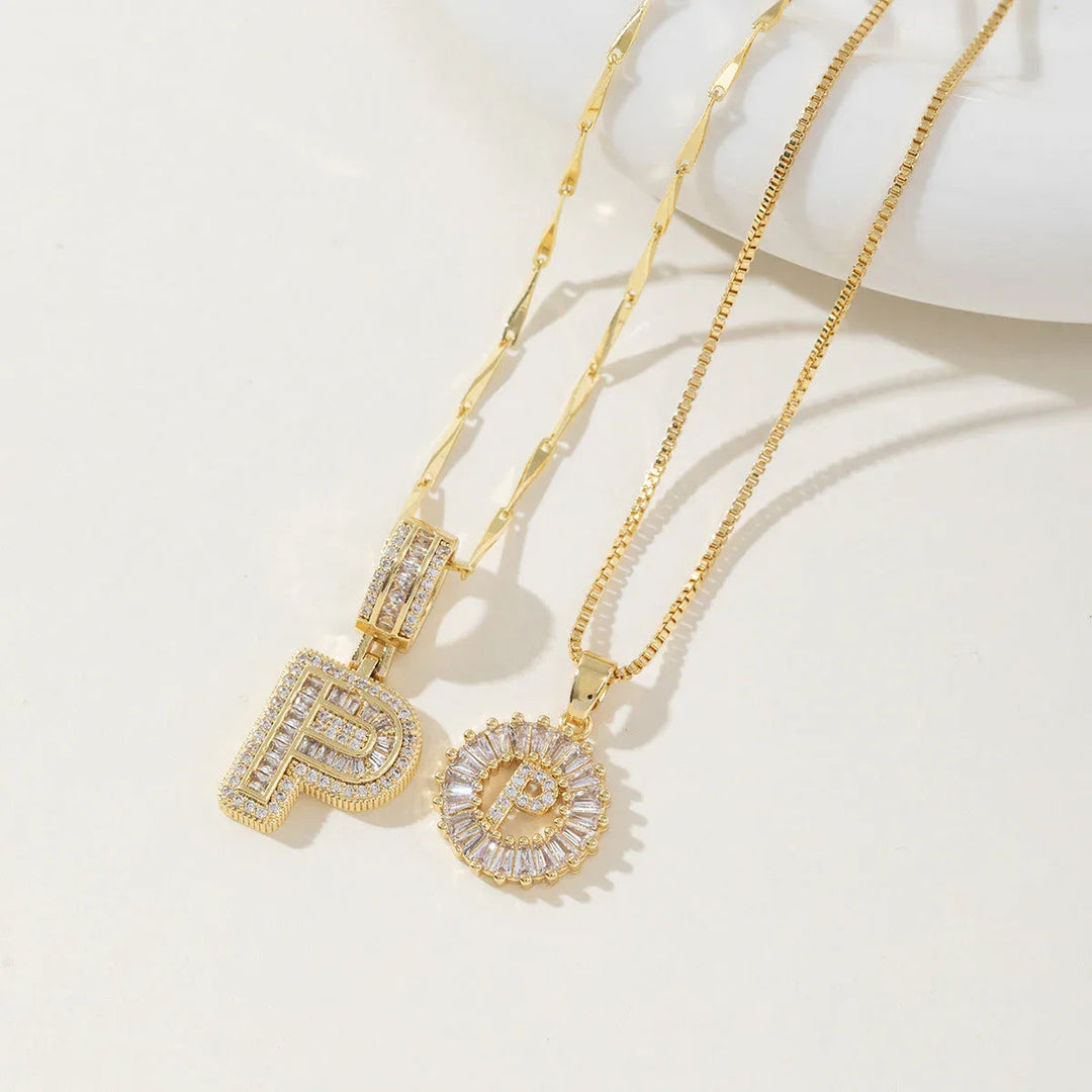 AISHA™ - Elegant 2-Pack Initial Letter Pendant Necklaces