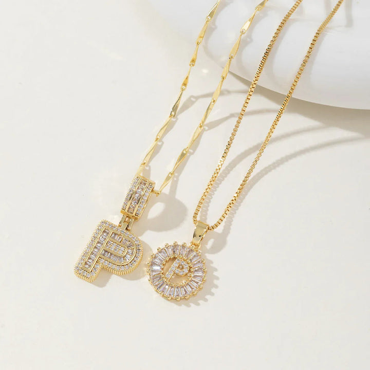 AISHA™ - Elegant 2-Pack Initial Letter Pendant Necklaces