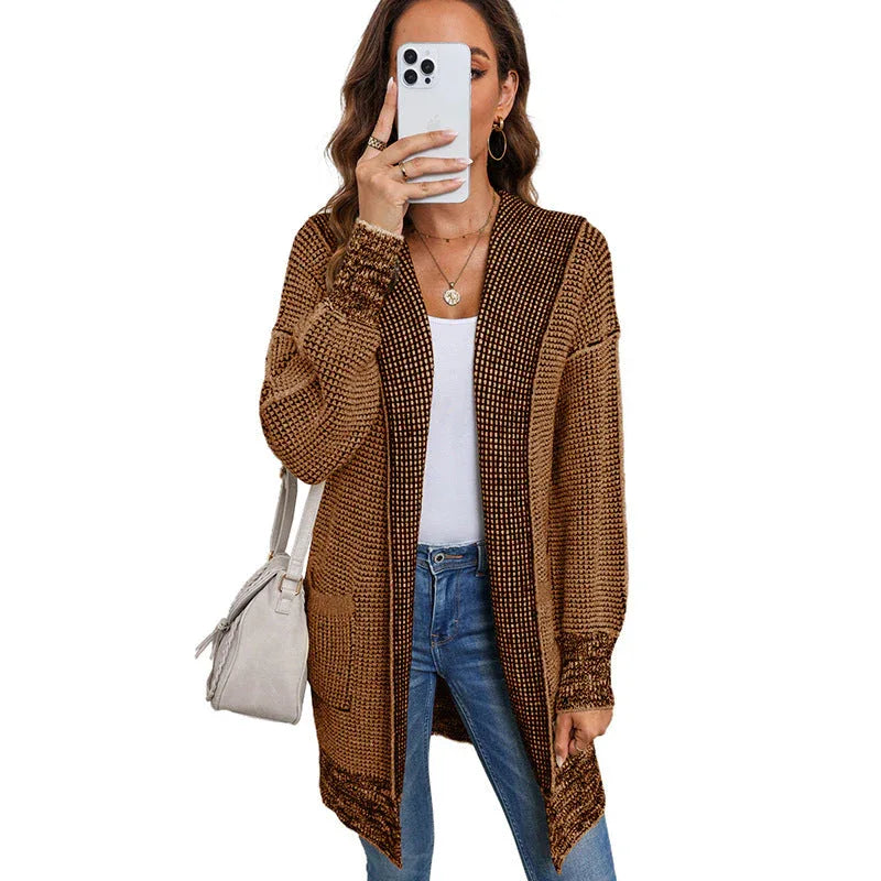 IRISH™ - Oversized Plaid Chunky Knit Open Front Cardigan