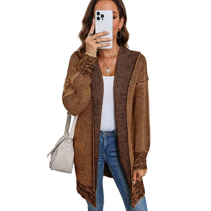 IRISH™ - Oversized Plaid Chunky Knit Open Front Cardigan