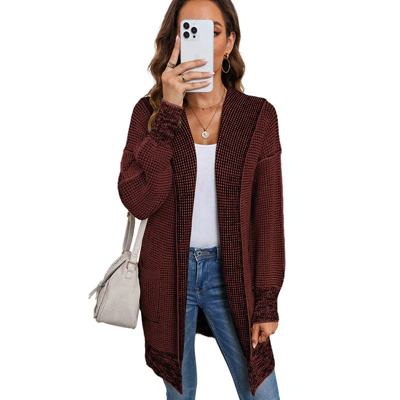 IRISH™ - Oversized Plaid Chunky Knit Open Front Cardigan