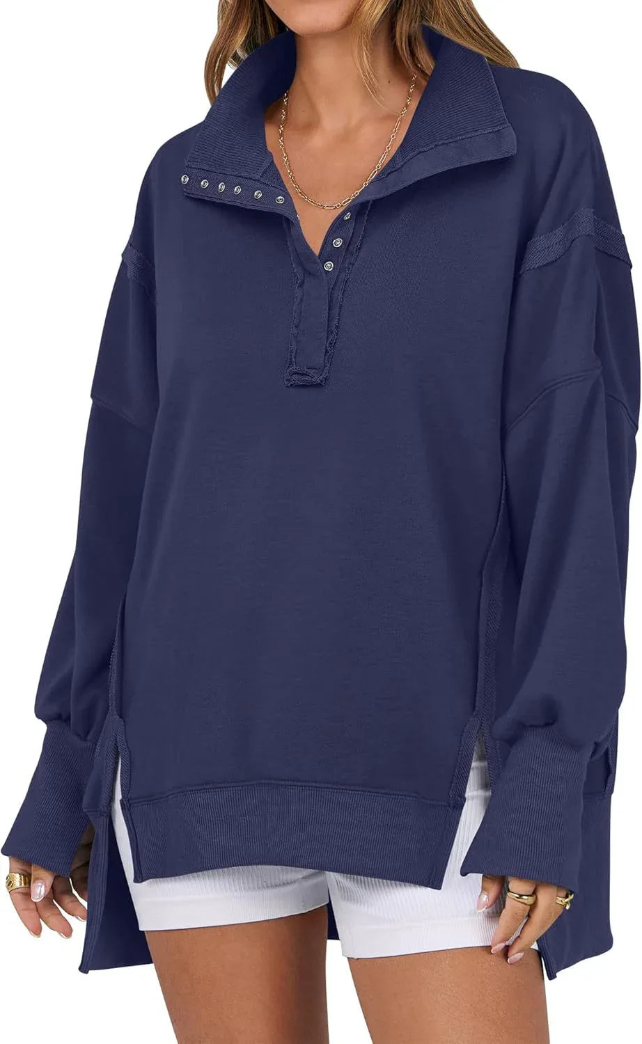 KAYLIE™ - Chic Oversized Button-Up Sweatshirt