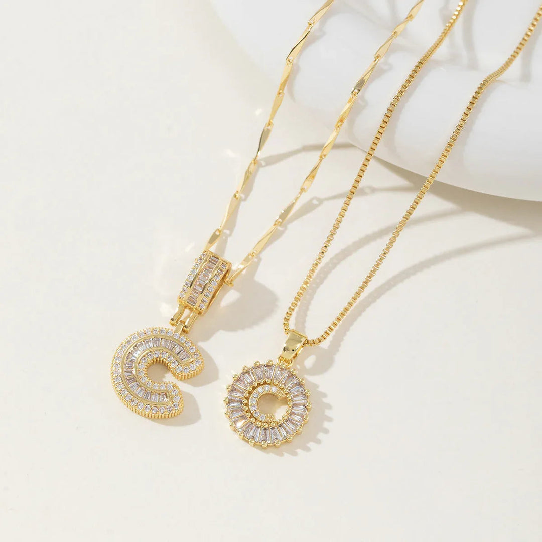 AISHA™ - Elegant 2-Pack Initial Letter Pendant Necklaces