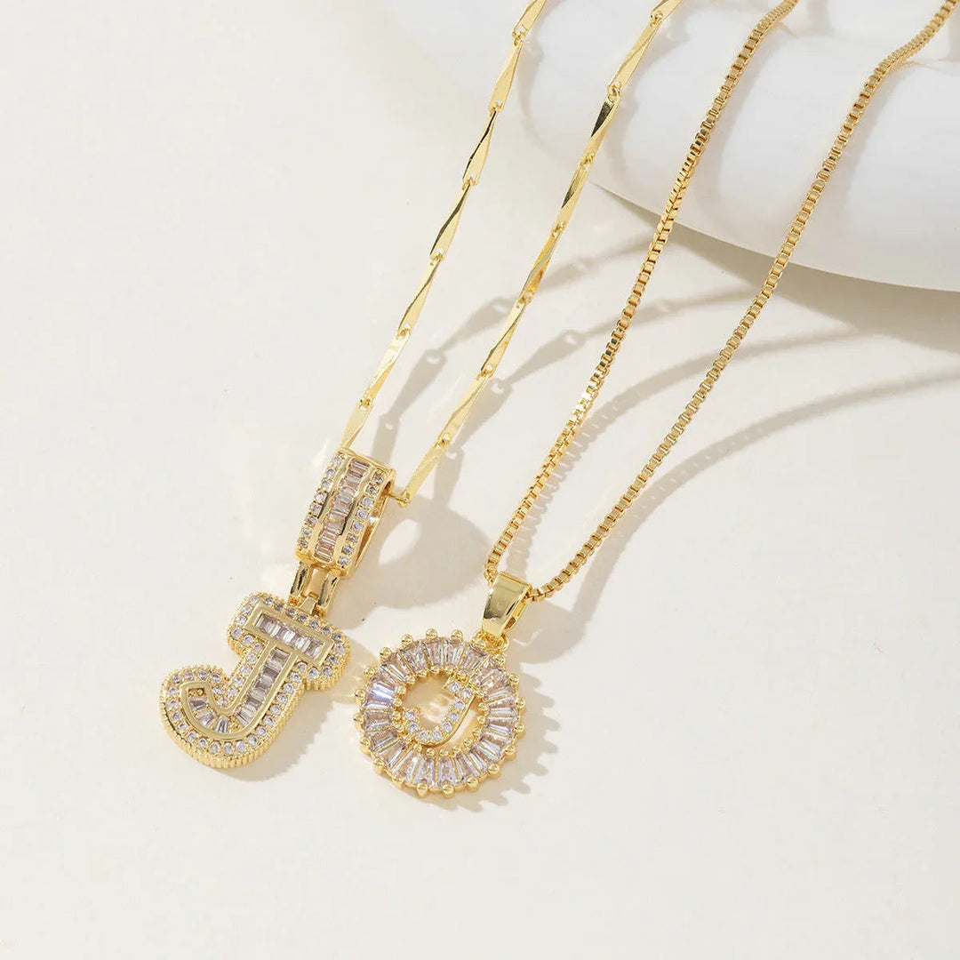 AISHA™ - Elegant 2-Pack Initial Letter Pendant Necklaces