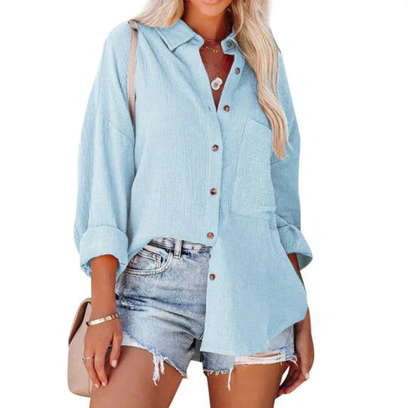 WOLLY™ - Casual Button Down Long Sleeve Blouse