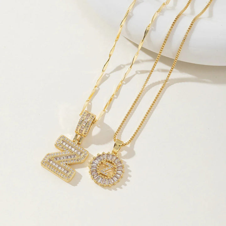 AISHA™ - Elegant 2-Pack Initial Letter Pendant Necklaces