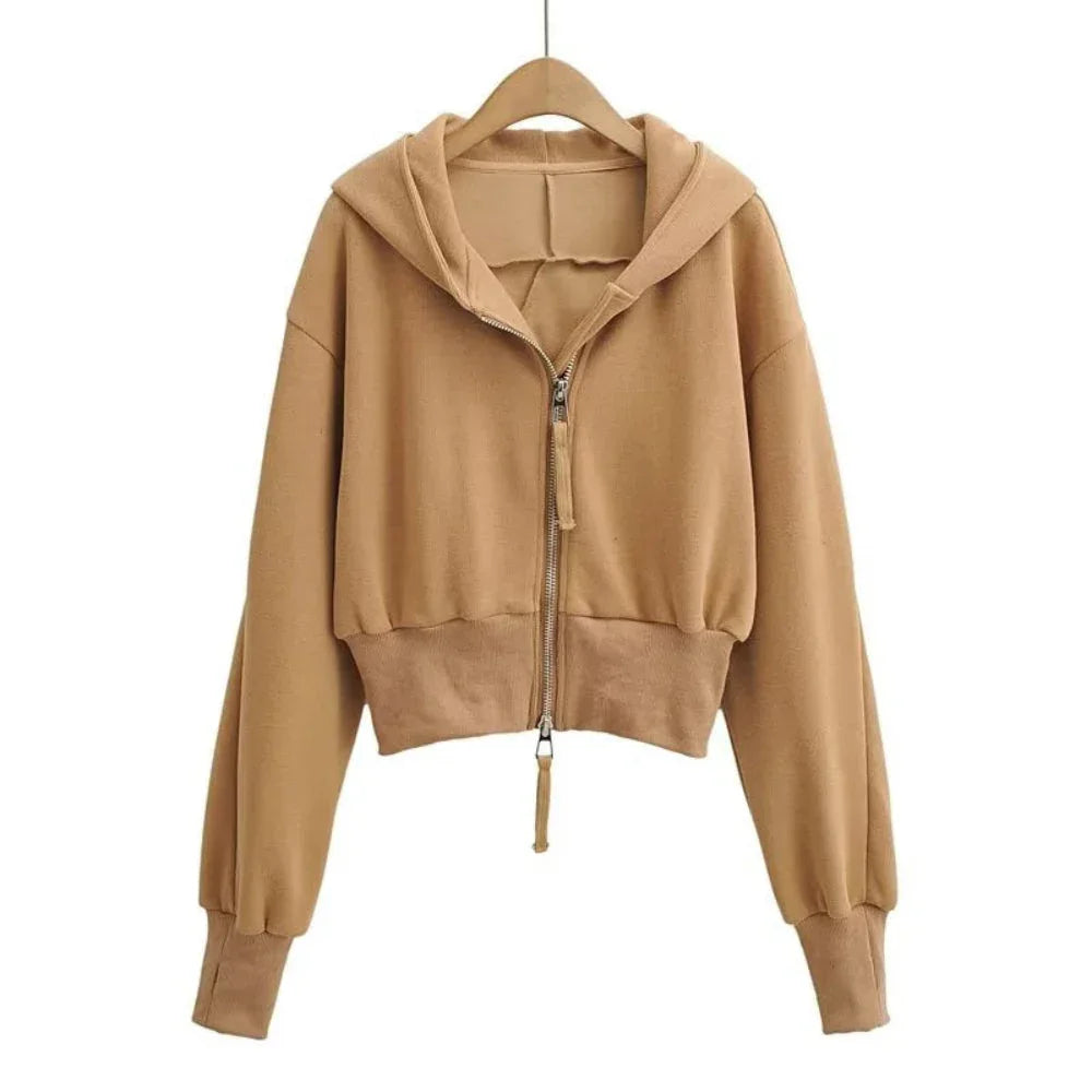 RESLEY™ - Chic Cropped Hooded Zipper Workout Jacket