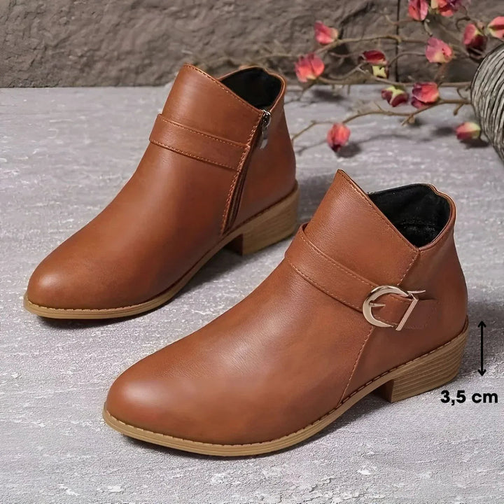 Bethany I Brown Buckle Ankle Boots