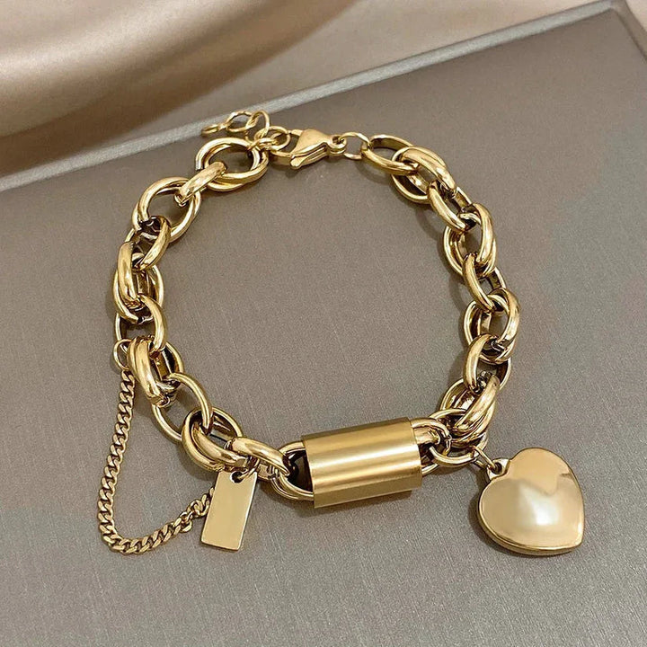 Chunky Gold Heart Bracelet