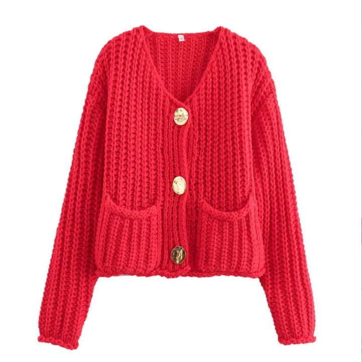 CASSY™ - Casual Long Sleeve Chunky Knit Cropped Cardigan