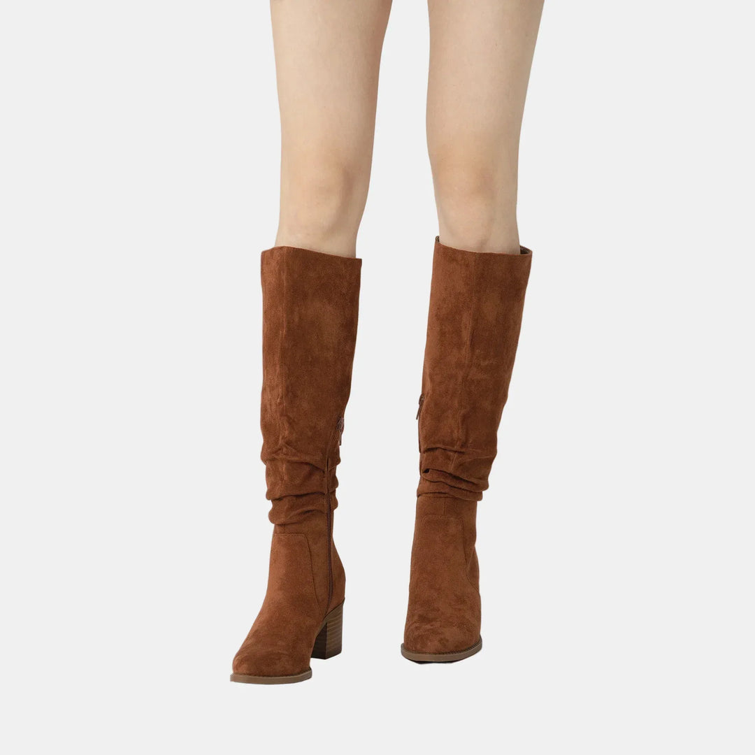 Noa | Knee-High Suede Block Heeled Boots