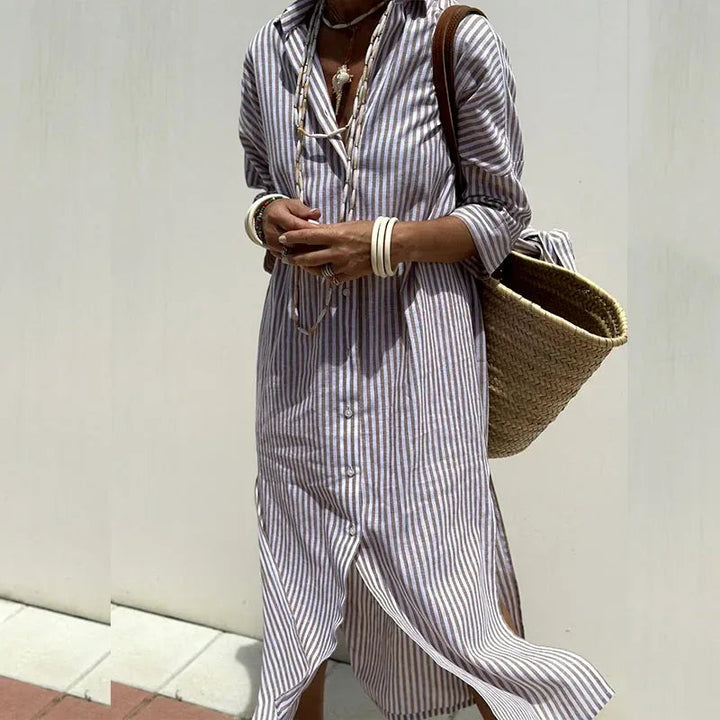 TRIXIE™ - Elegant Striped Shirt Dress
