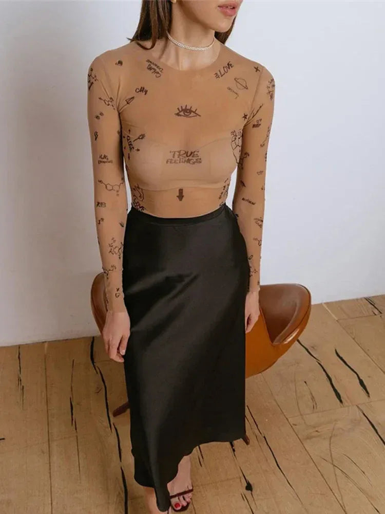 JANELLA™ – Modern Print Mesh Bodysuit