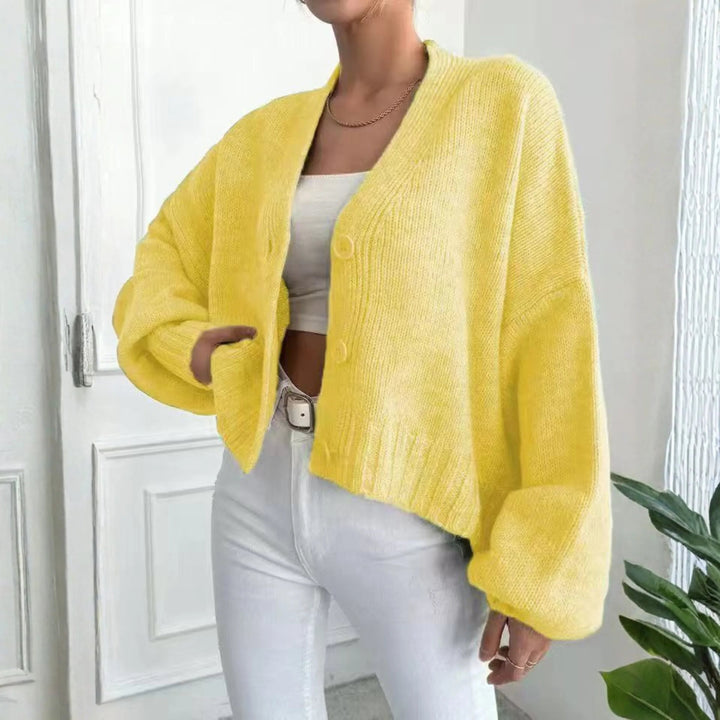 EDEN™ - Casual Crop Lantern Sleeve Cardigan