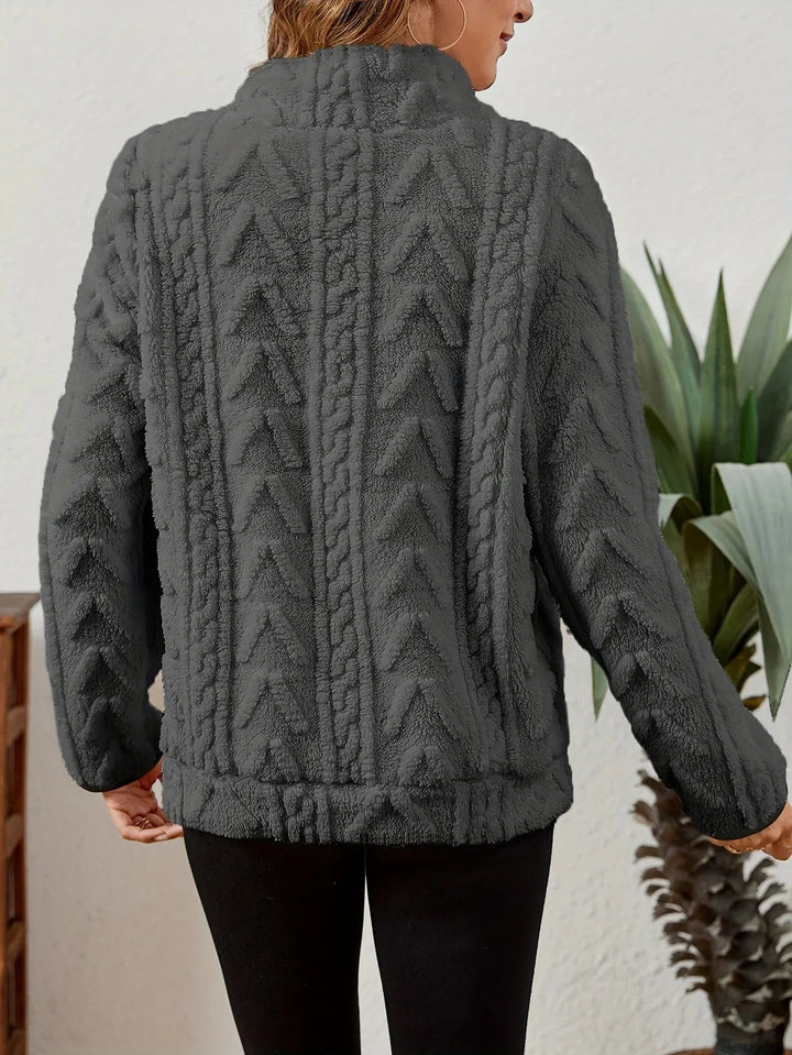 Nora – Plush Textured Zip Pullover
