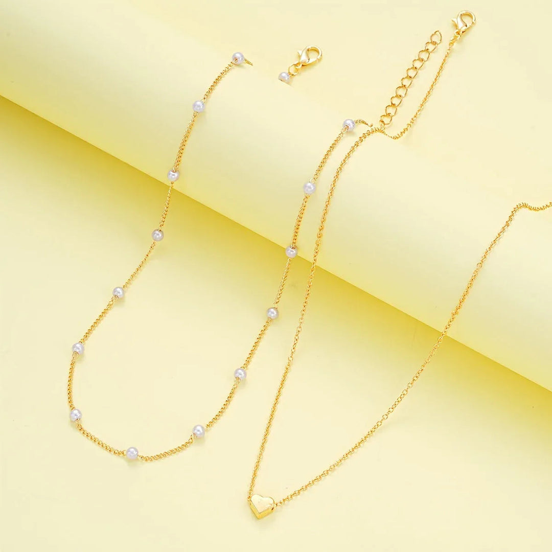 Simple Heart Necklace & Bracelet Set