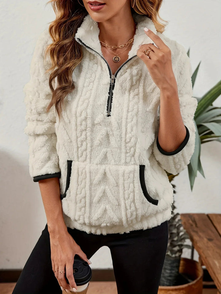 Nora – Plush Textured Zip Pullover