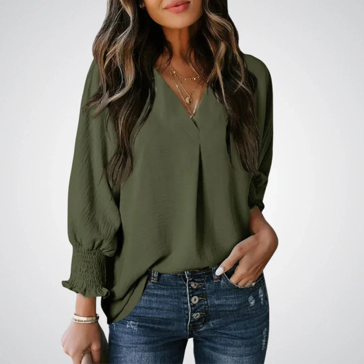 LEILA™ – Classic V-Neck Tunic Blouse