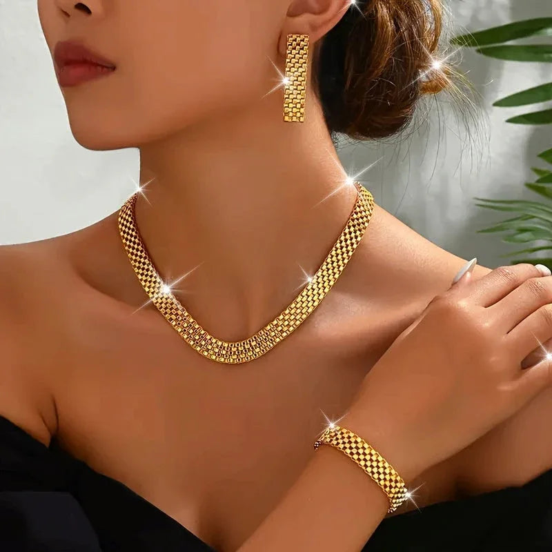 Refined Long Necklace, Bracelet & Earrings Set