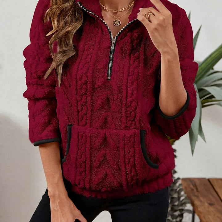 Nora – Plush Textured Zip Pullover