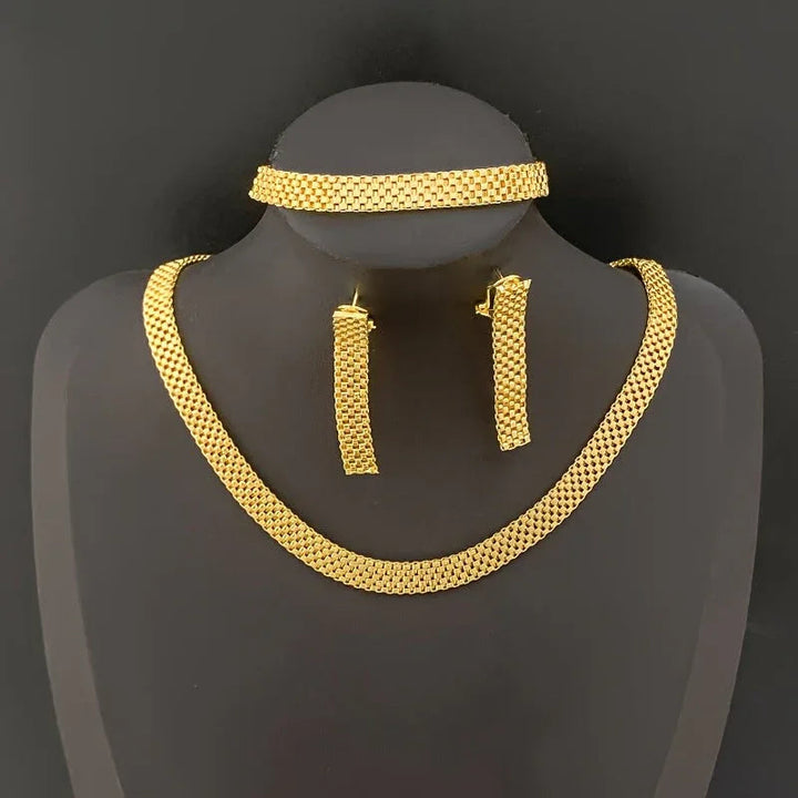 Refined Long Necklace, Bracelet & Earrings Set