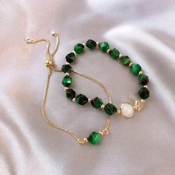 Elegant Green Gem Bracelet Set