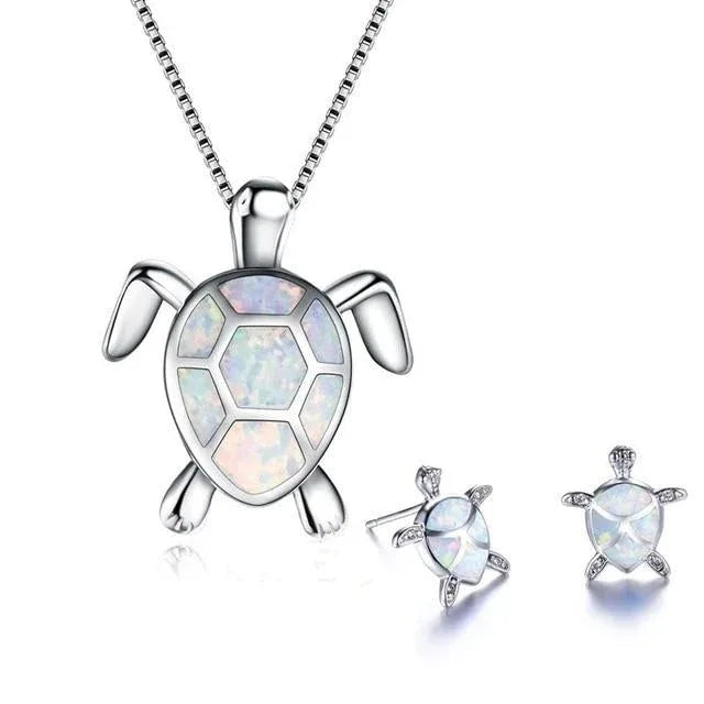 Opal Sea Turtle Jewelry Set